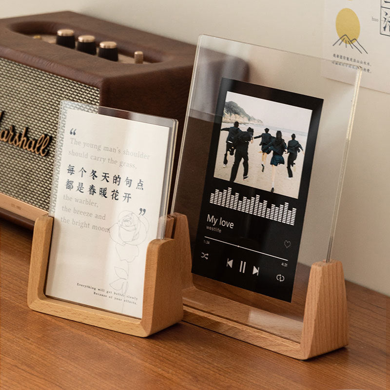 Modern Solid Wood U-Shaped Photo Frame – Acrylic Display, Handmade Desk Decor