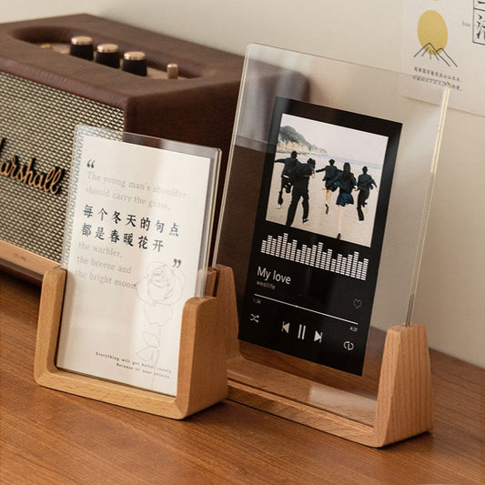Modern Solid Wood U-Shaped Photo Frame – Acrylic Display, Handmade Desk Decor