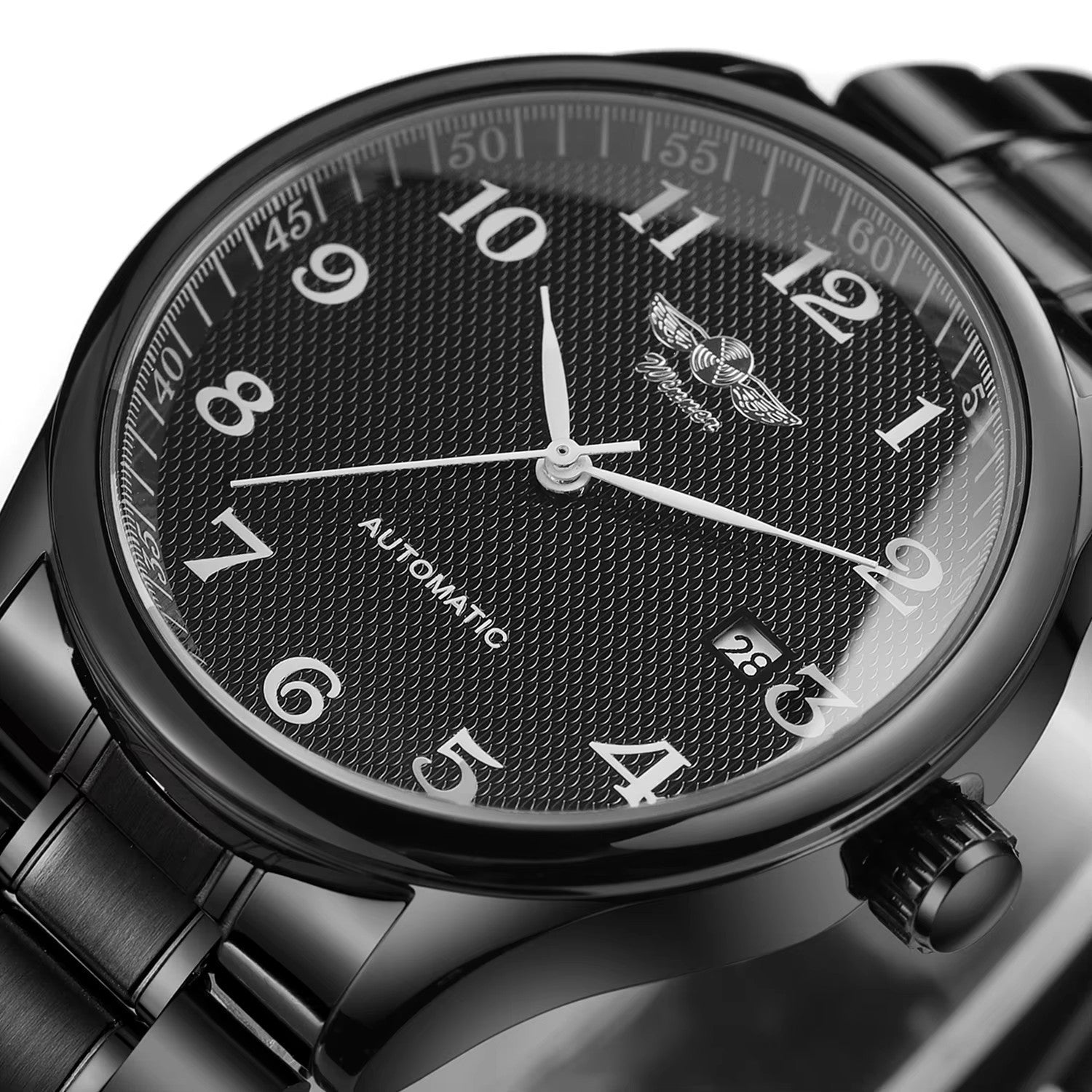 T-Winner Men’s Black Automatic Mechanical Watch – Classic Calendar Display