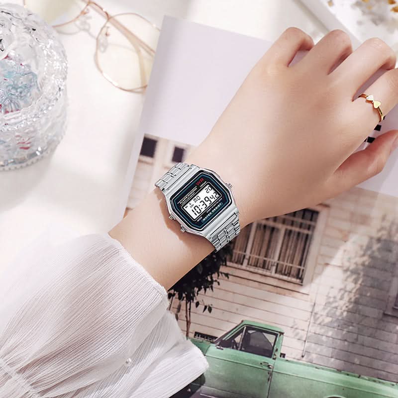 Stylish LED Electronic Watch with Steel Band
