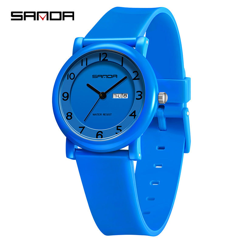 Sanda Kids Quartz Watch – Waterproof Dual Calendar Analog Watch for Students