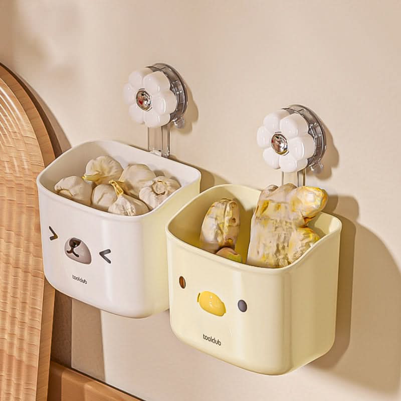 Wall-Mounted Kitchen Storage Basket – Punch-Free Organizer for Garlic, Ginger & Onions