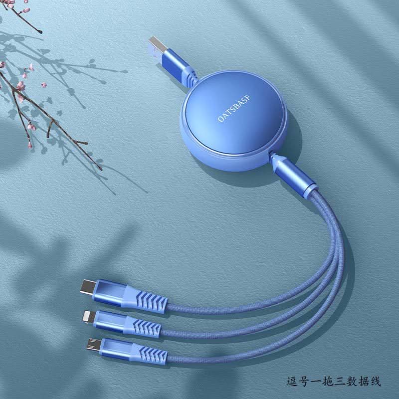3-in-1 Retractable Charging Cable – USB to Lightning, Micro-USB