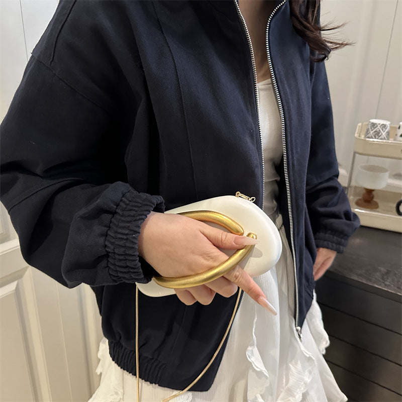 Mini Box Shoulder Bag – Retro Chain Design with Metal Handle