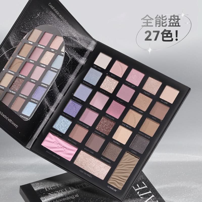 27-Color Eyeshadow Palette – Multi-Use, Low-Saturation Matte & Shimmer Shades