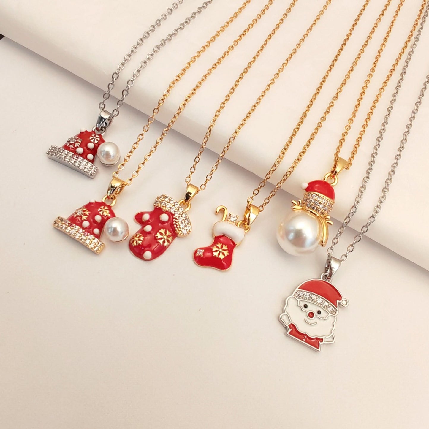 Santa Claus Red Pendant Necklace for Women