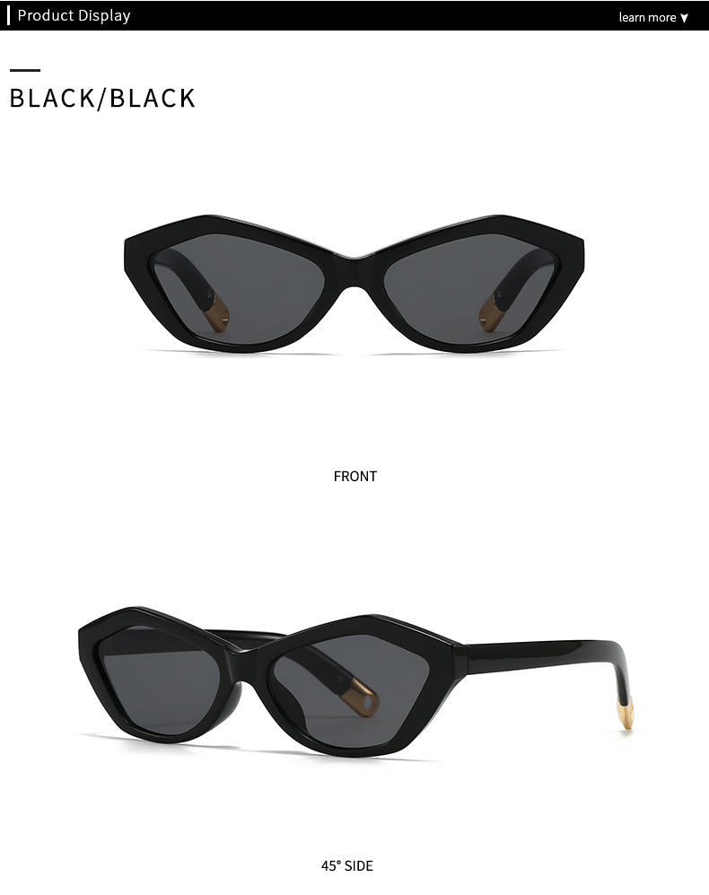 Angular Cat Eye Sunglasses – Modern Retro Design with Stylish Temple Detailing