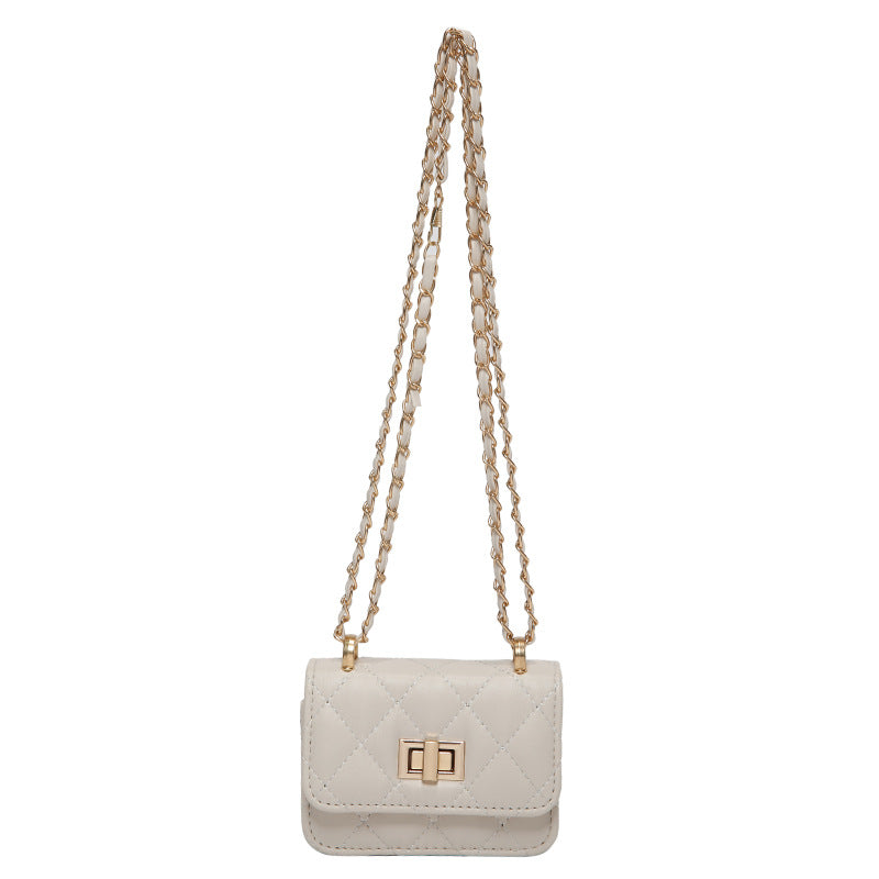 Trendy Diamond Chain Crossbody Bag for Women – Solid Color Small Shoulder Purse