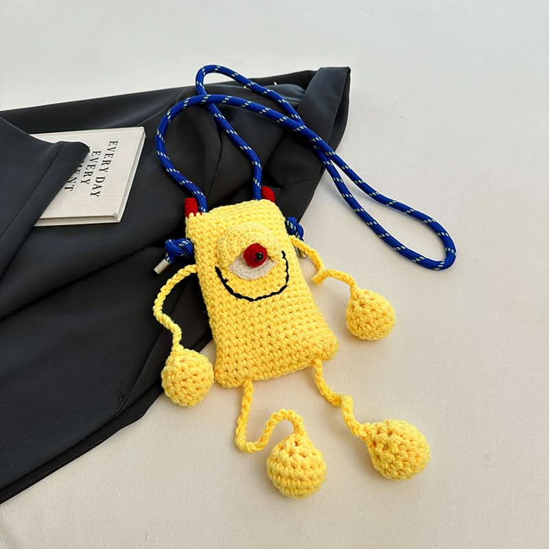 Cute Cartoon Crossbody Bag – Woolen Woven Mini Shoulder Bag
