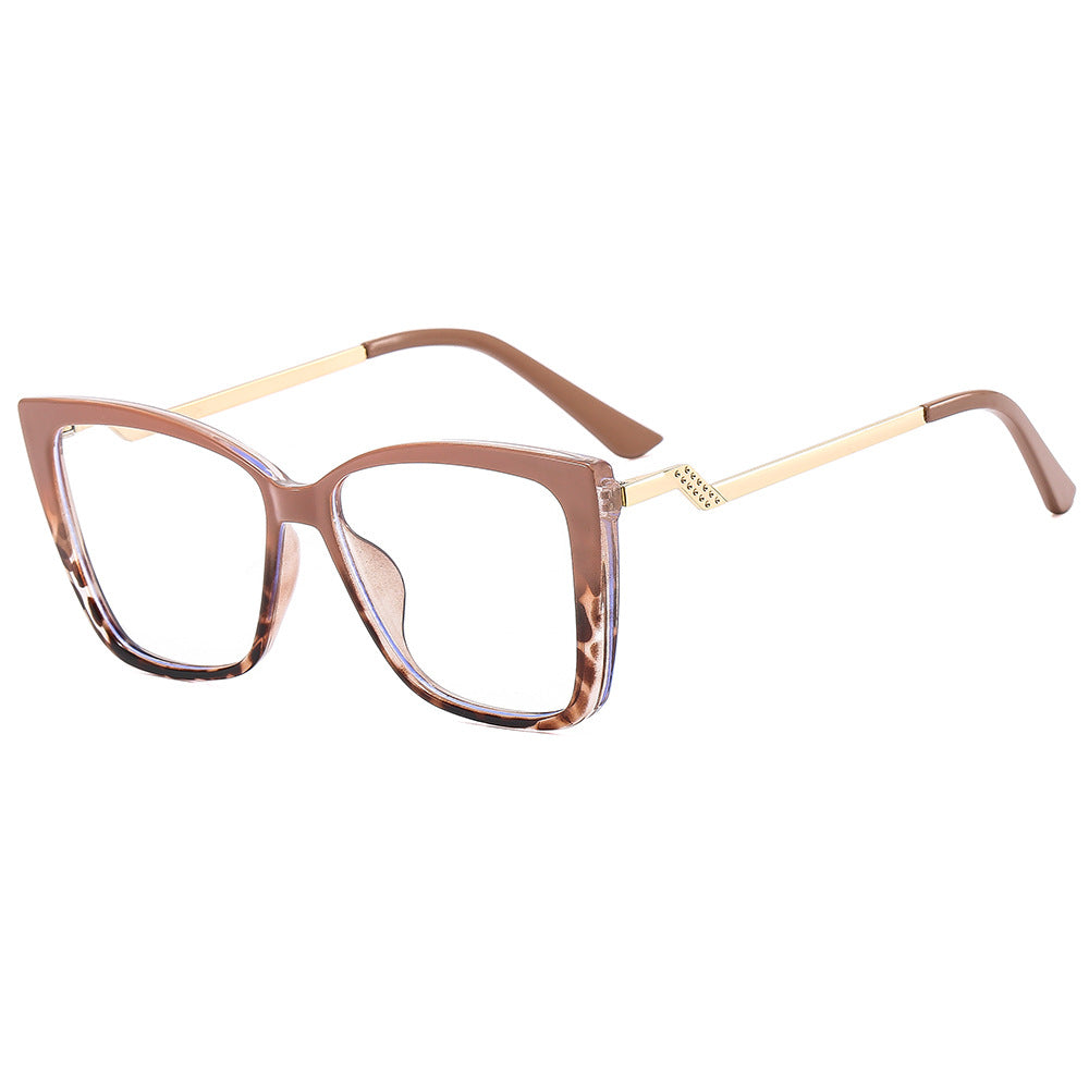 Retro Cat-Eye Anti-Blue Light Glasses – Colorblock Square Frame Eyewear
