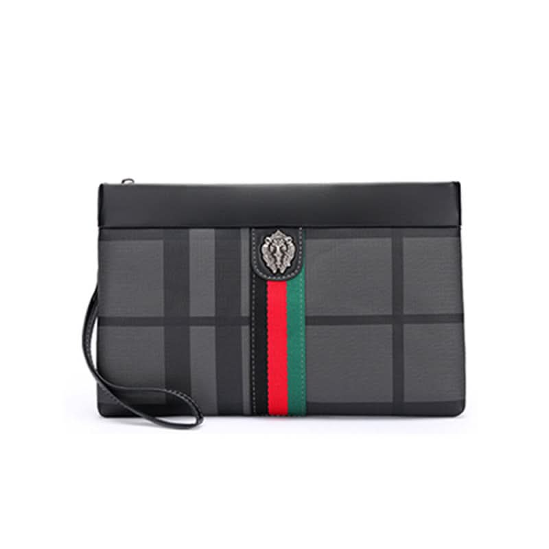 Men’s Plaid PVC Clutch Bag – Urban Commuter Wristlet