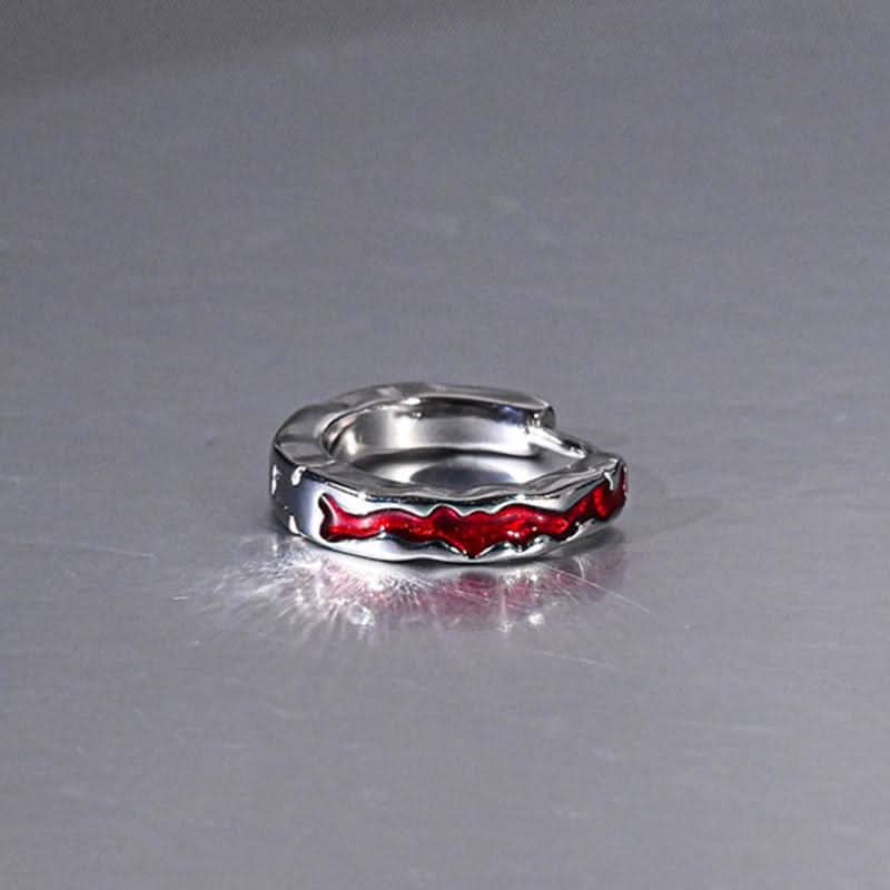 Red Inlay Alloy Earrings for Unisex Fashion