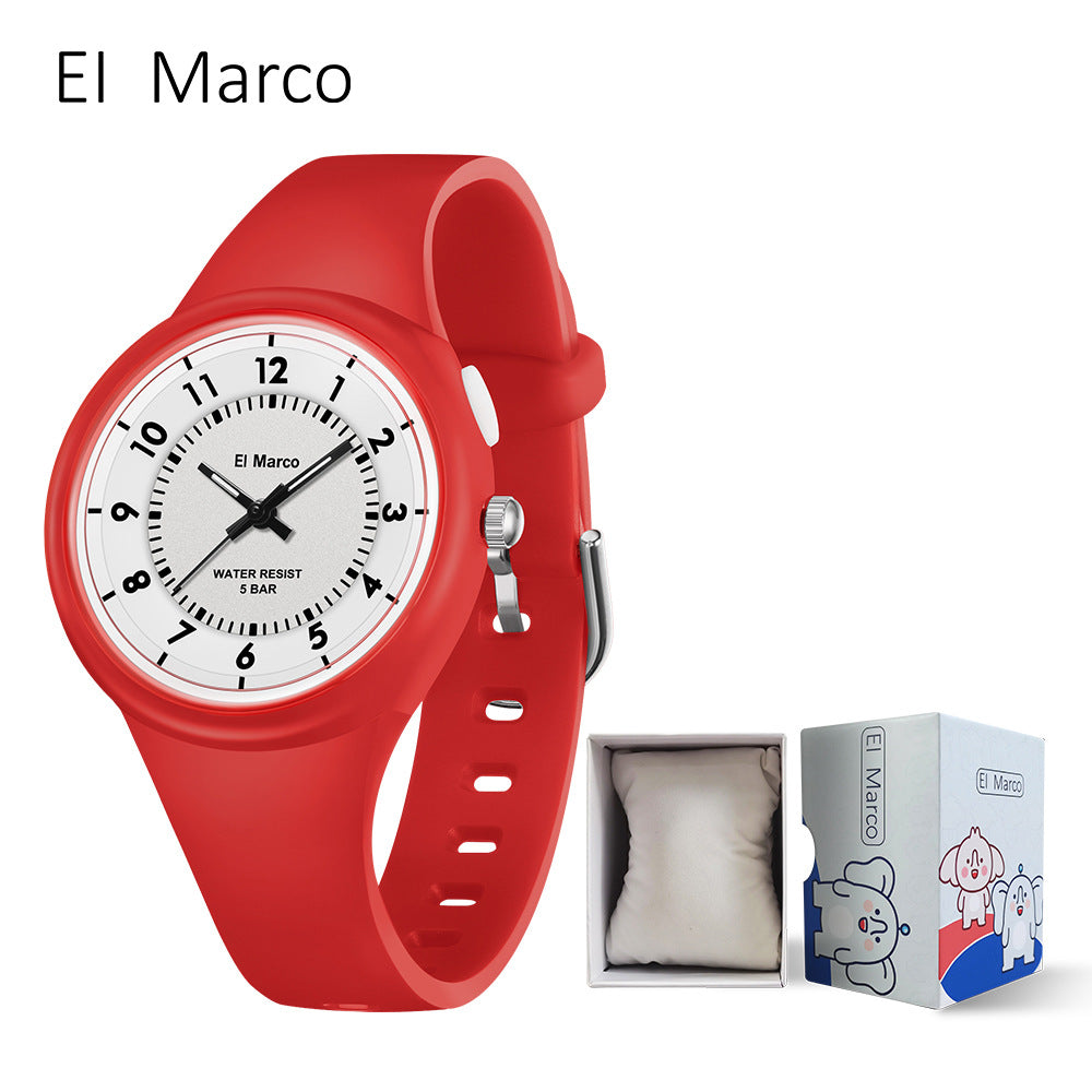 EL Marco Luminous Waterproof Quartz Watch – Kids Fashion Student Wristwatch
