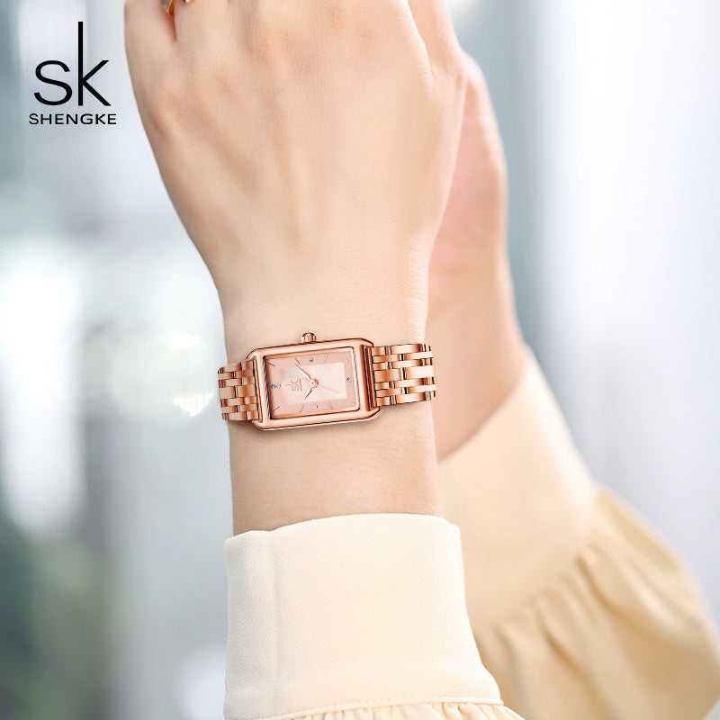 SK Women’s Square Quartz Watch – 30M Waterproof Fashion Student Watch