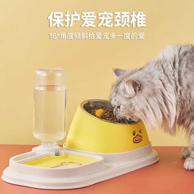 Multifunctional Stainless Steel Cat Feeder Set