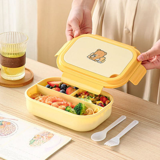 Cute Bear Bento Lunch Box – 800-1000ml Microwave-Safe