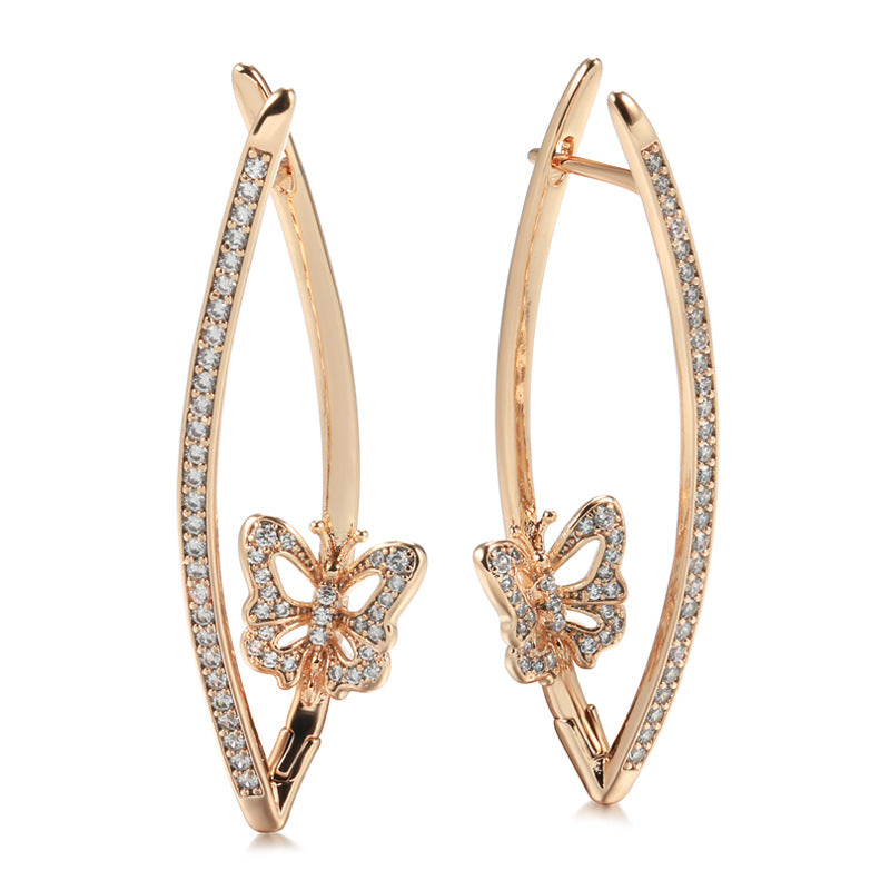 Rose Gold Butterfly Earrings – Simple Geometric Jewelry