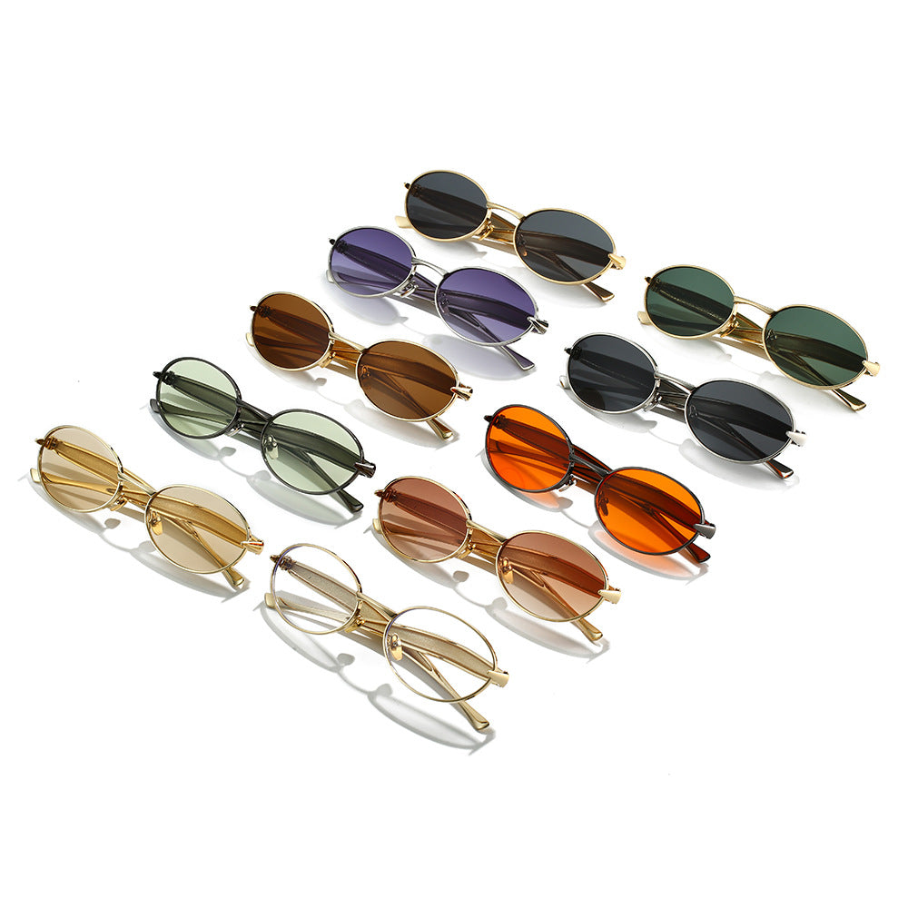 Oval Small Frame Sunglasses – Unisex Metal Trendy Shades | Fashion Sunglasses