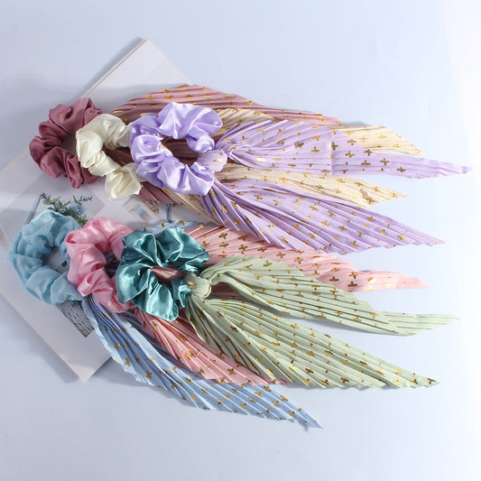 Handmade Fabric Scrunchie with Ribbon – High-Elastic Hair Tie for Women