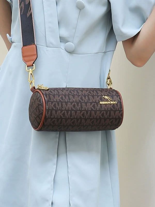 Women's Retro PU Leather Plaid Crossbody Bag – Chic Cylindrical Shoulder Bag