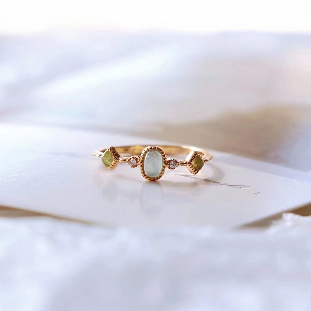 Colorful Gemstone Adjustable Ring – Gold-Plated Women’s Fashion Jewelry