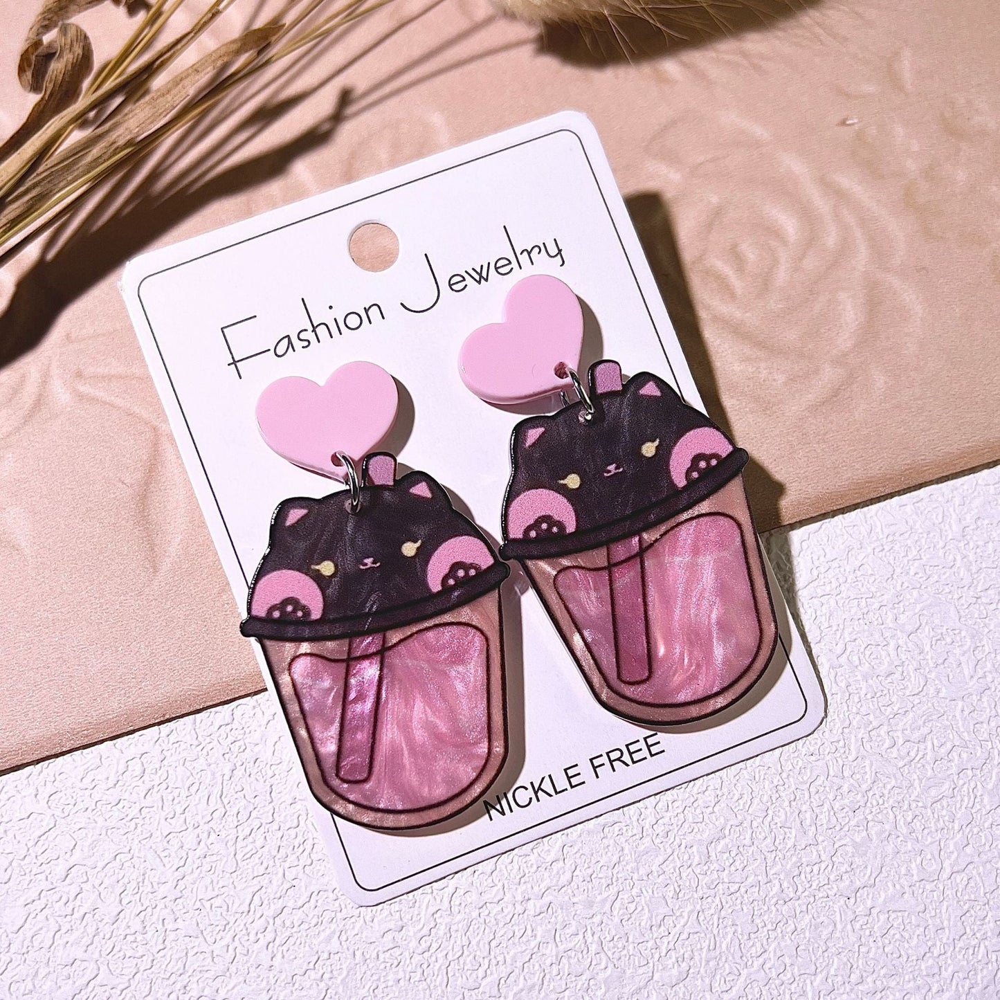 Cute Milk Tea Cup Earrings – Retro Acrylic Candy Color Jewelry for Girls