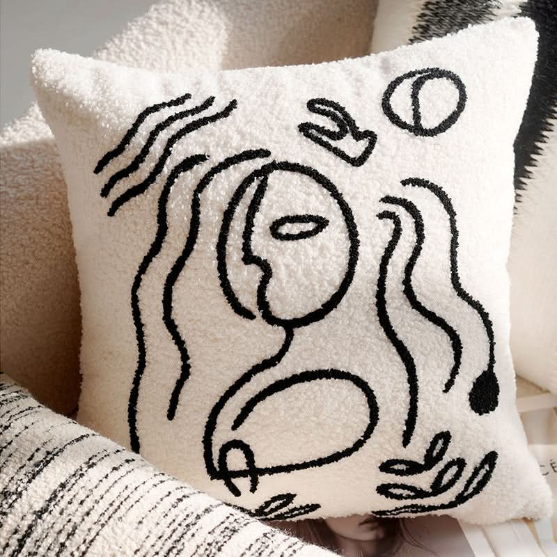Black Light Luxury Vintage Embroidered Pillowcase