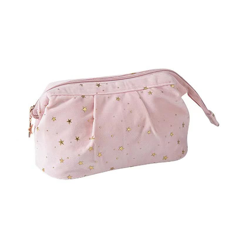 Velvet Makeup & Toiletry Bag - Portable Cosmetics Storage