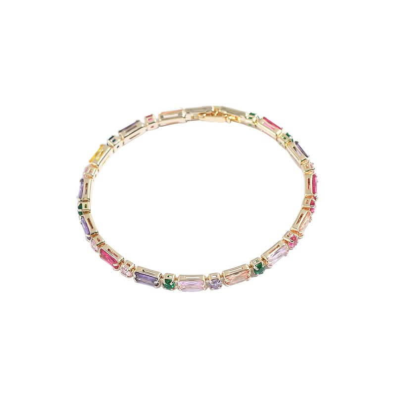 Colorful Zircon Chain Bracelet for Women – Micro-Inlaid Claw Design