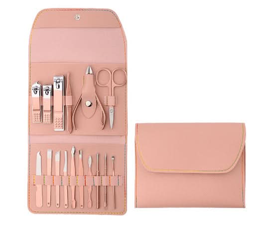 12-Piece Nail Clipper & Manicure Set - Folding Package with Eyebrow Tools