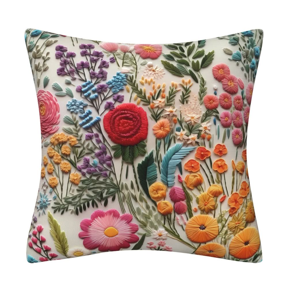 3D Imitation Embroidery Flower Pillow Cover