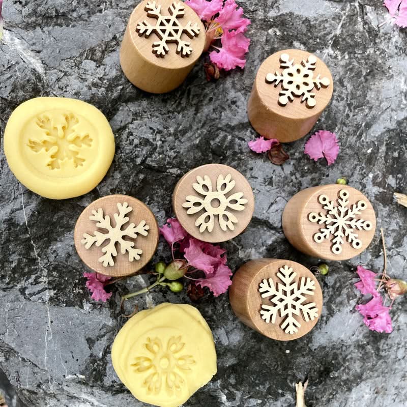 Children's Wooden Snowflake Stamp DIY Toy
