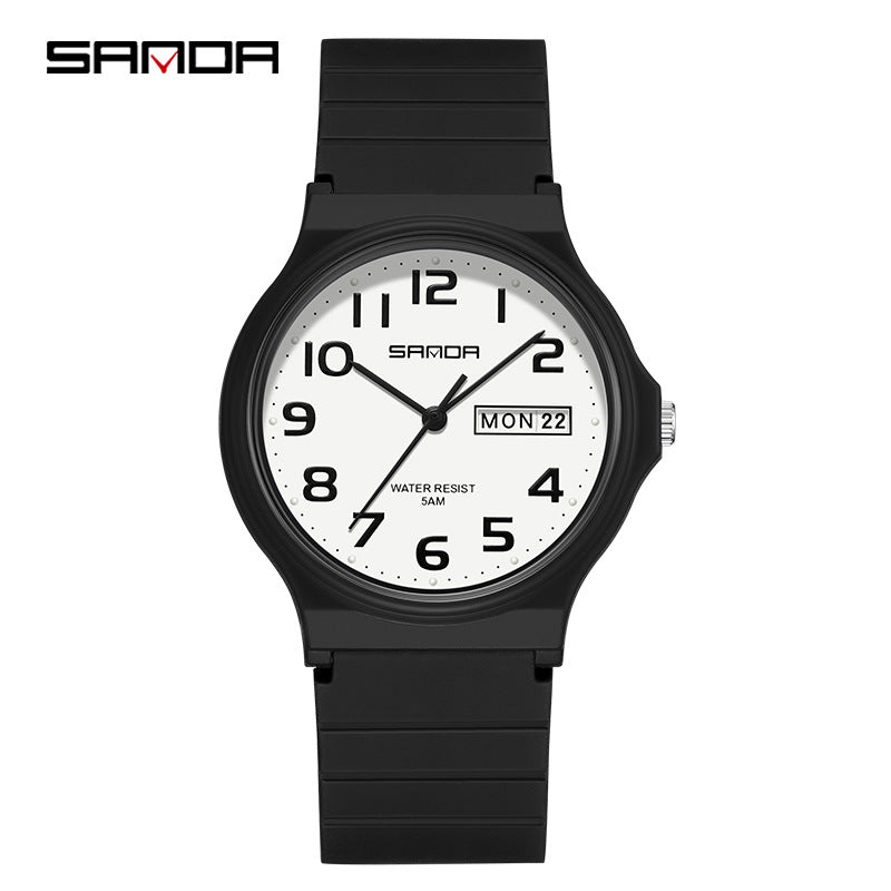 Sanda Dual Calendar Quartz Watch – Waterproof Casual Student Watch for Kids