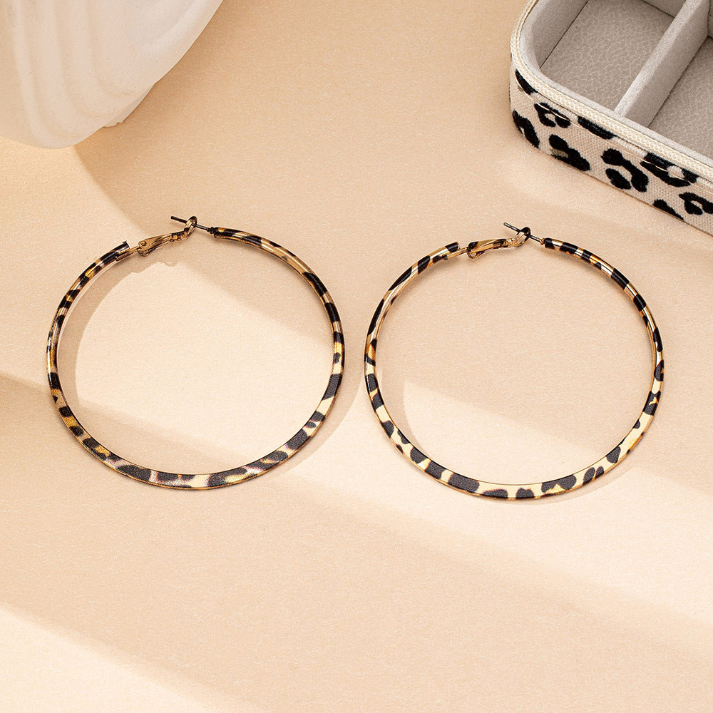 Leopard Print Geometric Earrings for Women – Luxury Retro Fashion Jewelry