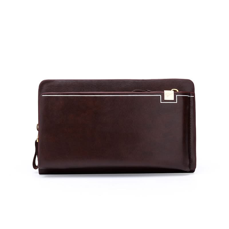 Men's PU Leather Clutch Wallet – Single Zipper Handbag with Phone Pocket