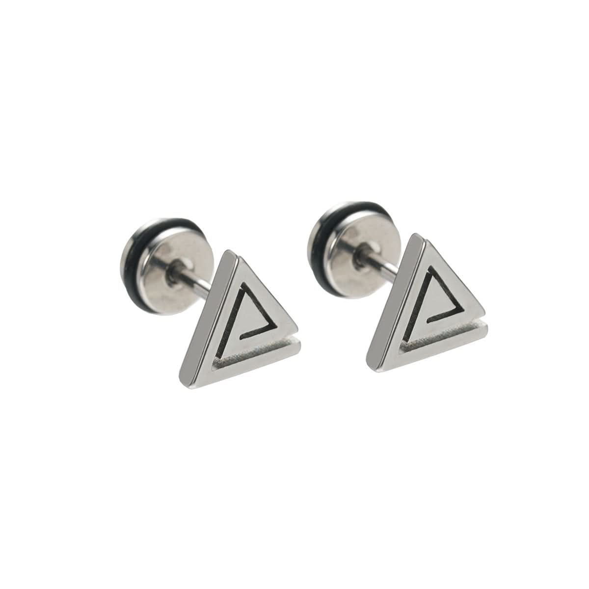 Men's Titanium Steel Triangle Stud Earrings – Unisex Fashion
