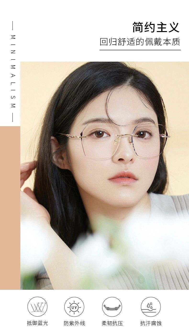 Frameless Anti-Blue Light Reading Glasses – Polygonal Retro Eyewear For Women