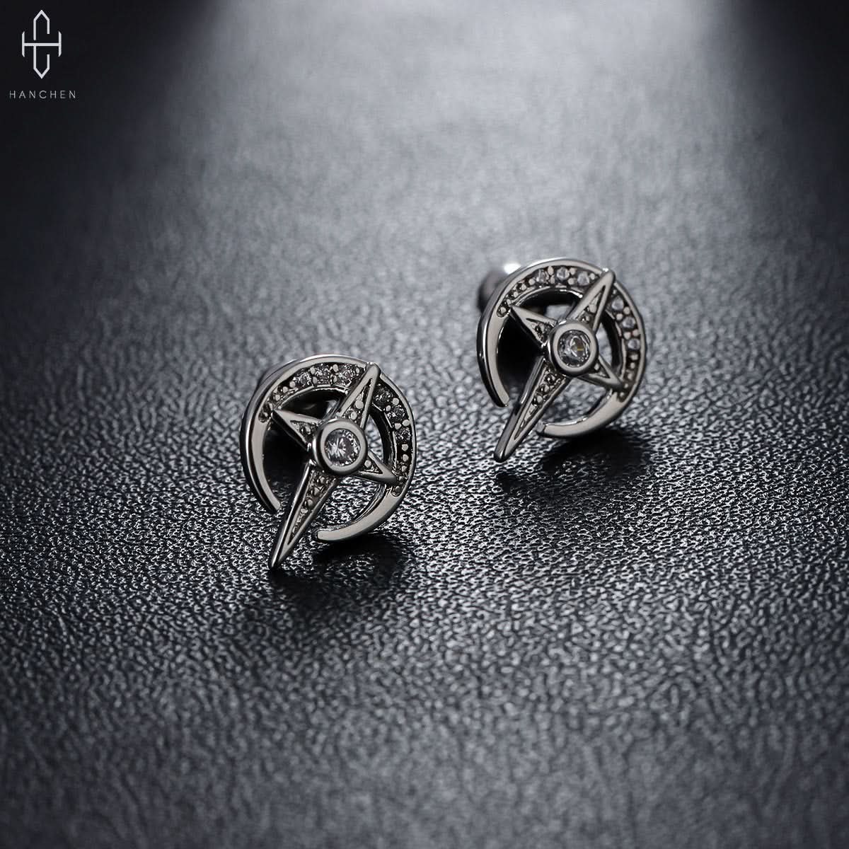 Men’s Star Cross Zircon Earrings – Trendy Statement Jewelry