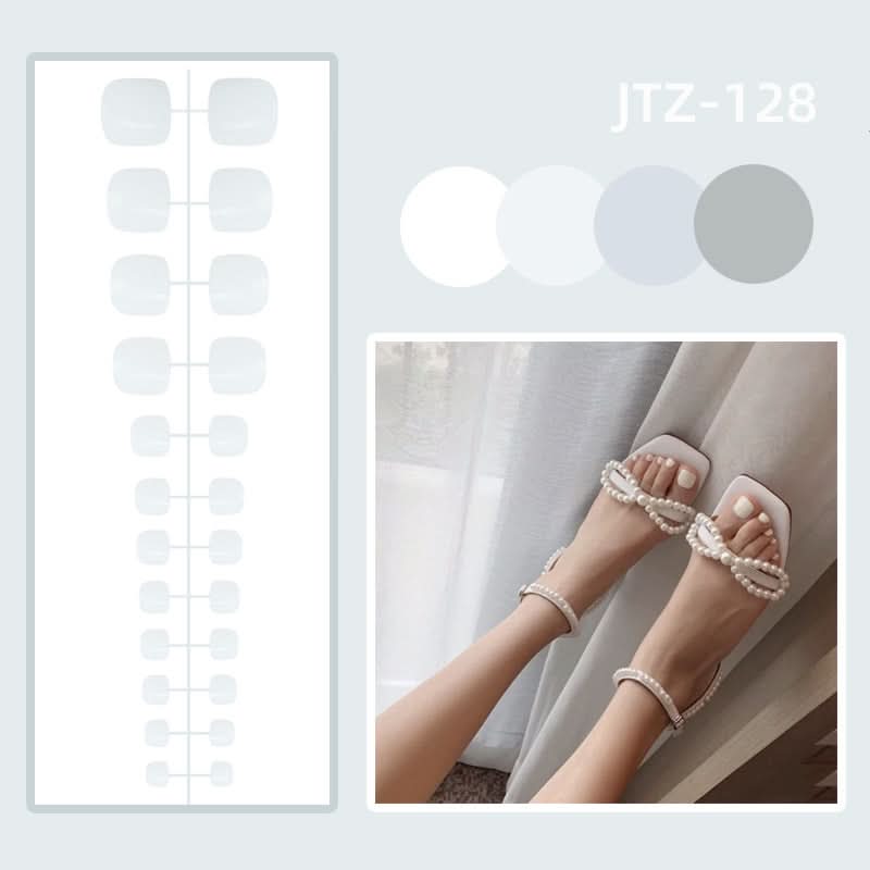 Glossy Toenail Nail Stickers – 24-Piece Finished Fake Nails Set