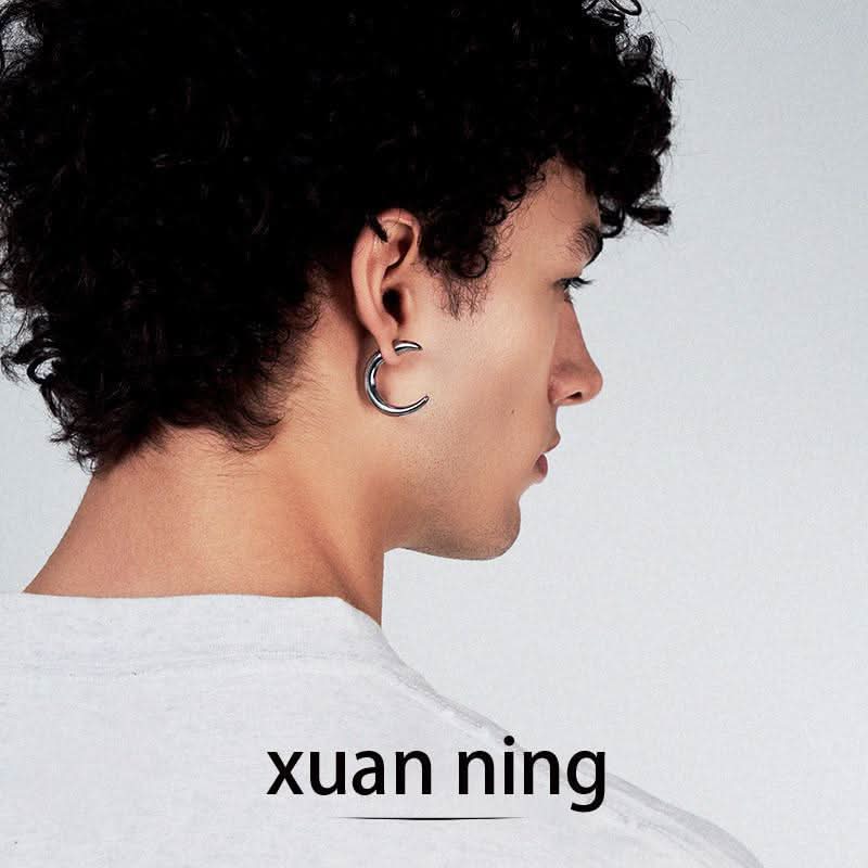 Unisex Geometric Crescent Hip-Hop Earrings
