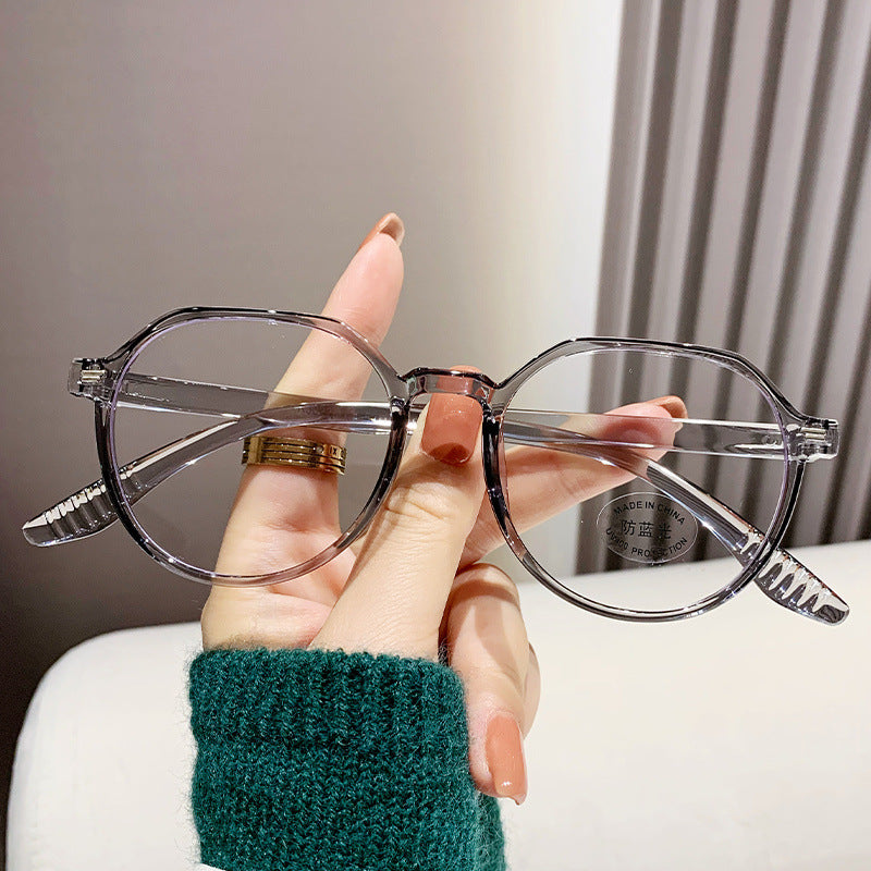 Oval Blue Light Glasses – Anti-Blue Light Flat Mirror Eyewear for Men & Women