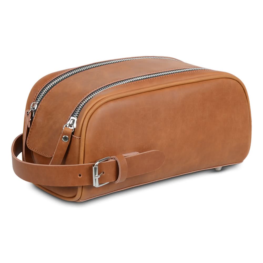 Retro PU Leather Wash Bag - Cosmetic Organizer for Travel