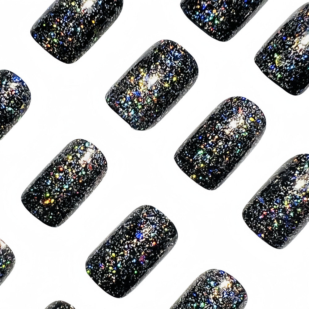 Dreamy Glitter Foil Press-On Nails – Durable Acrylic False Nails, Medium Square Shape