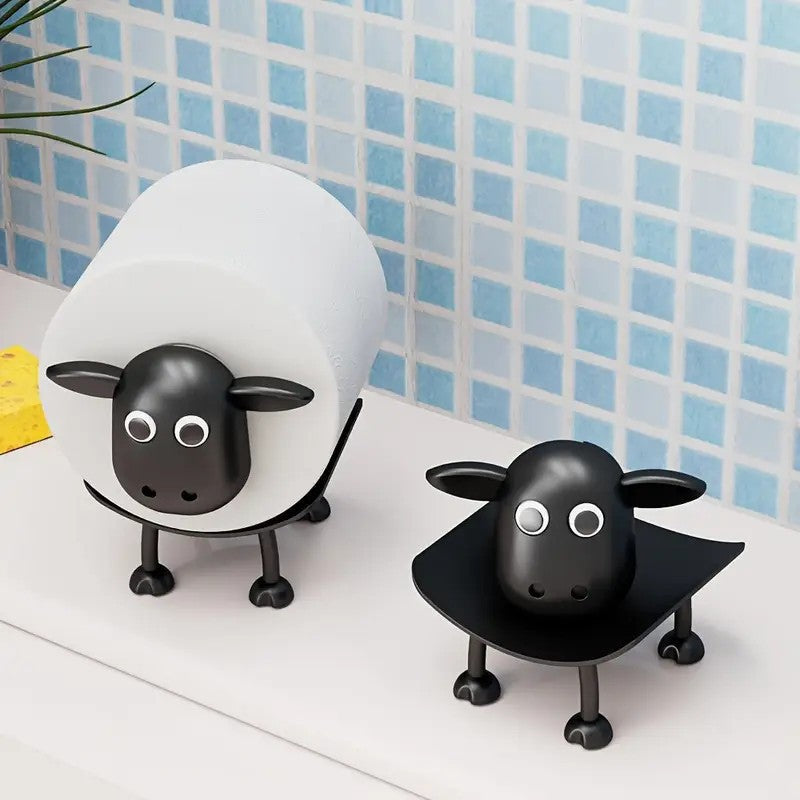 Sheep-Shaped Toilet Paper Holder – Cute Punch-Free Tissue Rack for Bathroom Décor