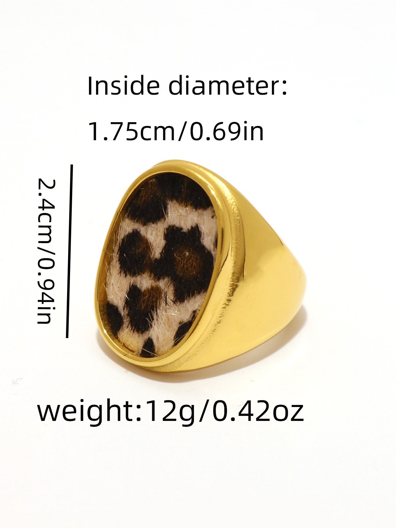 Leopard Print Gold Ring – Retro Stainless Steel Open Ring for Women