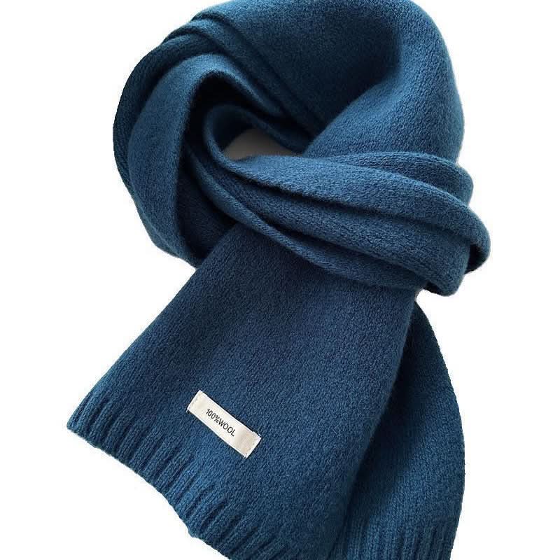 100% Pure Wool Winter Scarf – Solid Color for Adults
