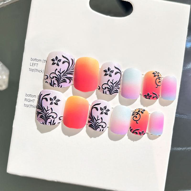Wearable Embossed Short Bride Nail Art – Finished 3D False Nail Stickers