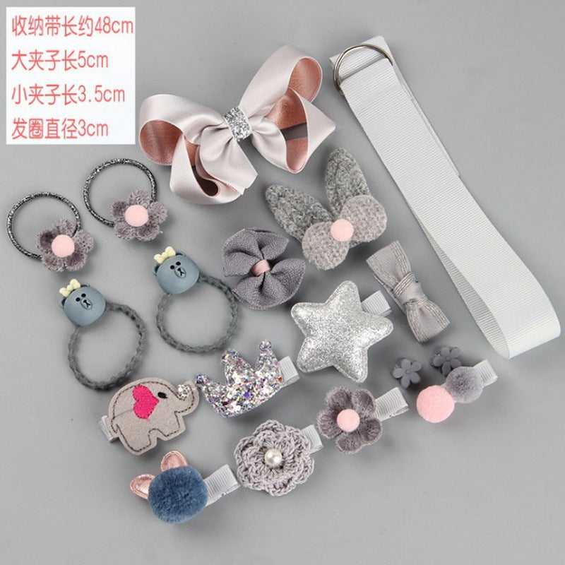 18-Piece Kids' Bow Hair Accessories Gift Set – Fabric Hairpins for Girls