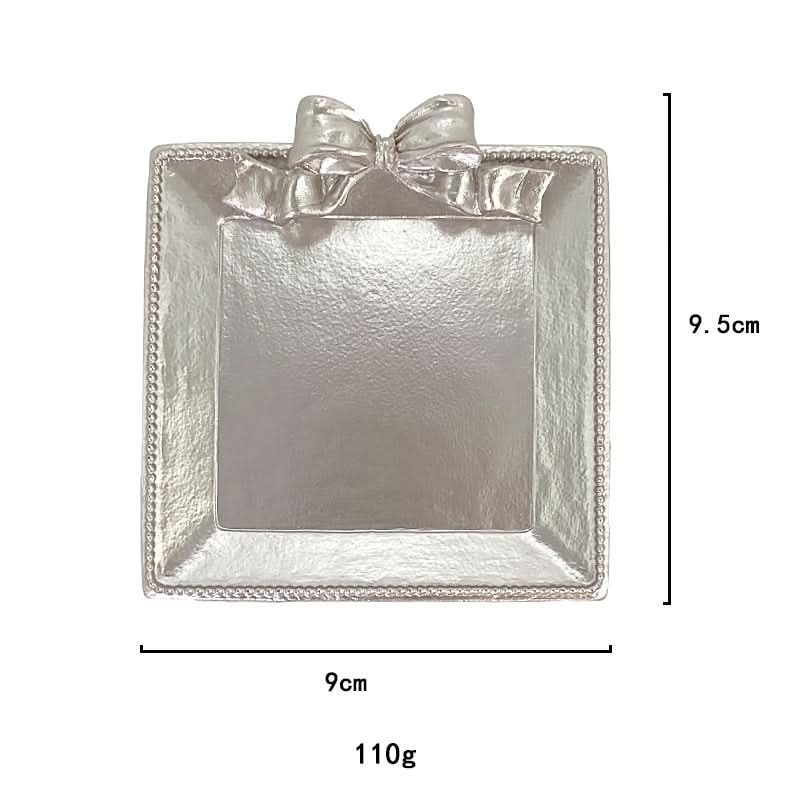 Resin Bow Jewelry Dish - Metal Earring Tray & Storage Box