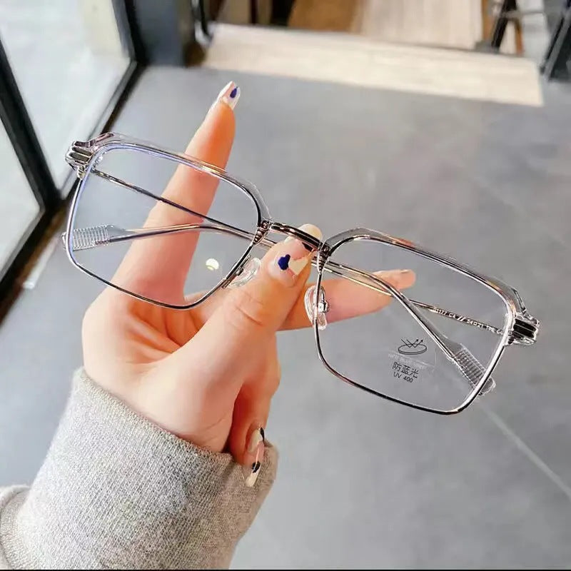 Unisex Anti-Blue Light Square Glasses – Full Frame Resin Lenses for Myopia or Fashion Use